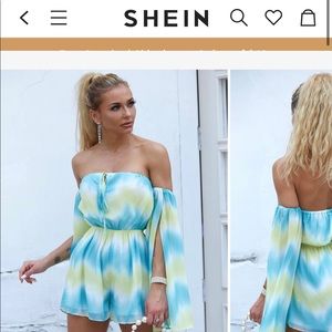 Split Bell Sleeve Tie Dye Bardot Romper